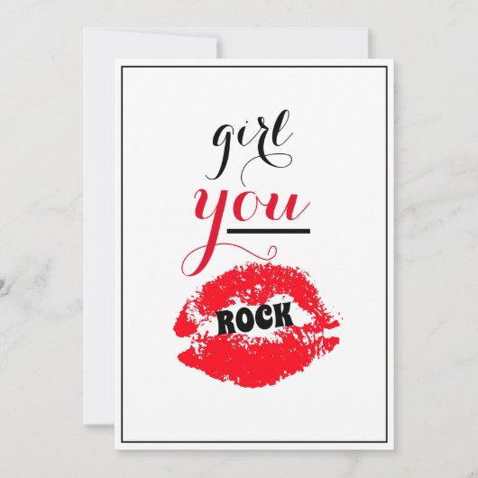 Girl You ROCK Mooure Gesture Girls Red Lips Script Bedankkaart (Voorkant)