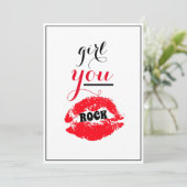 Girl You ROCK Mooure Gesture Girls Red Lips Script Bedankkaart (Staand voorkant)