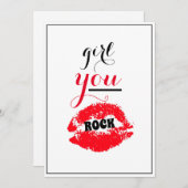 Girl You ROCK Mooure Gesture Girls Red Lips Script Bedankkaart (Voorkant / Achterkant)