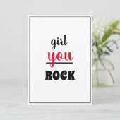 Girl You ROCK Nice Gesture Script Vrouw Person Bedankkaart (Staand voorkant)