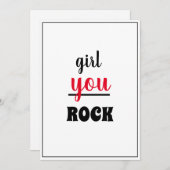 Girl You ROCK Nice Gesture Script Vrouw Person Bedankkaart (Voorkant / Achterkant)