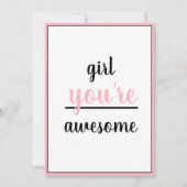  Girl You're Awesome Kind Gesture Girly Modern Bedankkaart (Voorkant)