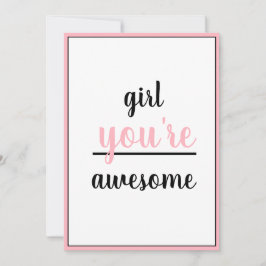 Girl You're Awesome Kind Gesture Girly Modern Bedankkaart