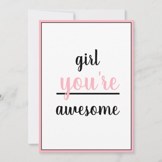  Girl You're Awesome Kind Gesture Girly Modern Bedankkaart (Voorkant)