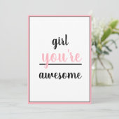  Girl You're Awesome Kind Gesture Girly Modern Bedankkaart (Staand voorkant)