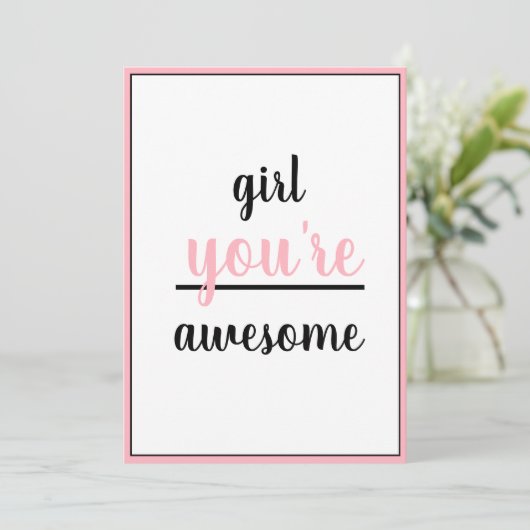  Girl You're Awesome Kind Gesture Girly Modern Bedankkaart (Staand voorkant)