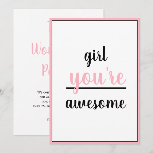  Girl You're Awesome Kind Gesture Girly Modern Bedankkaart (Voorkant / Achterkant)