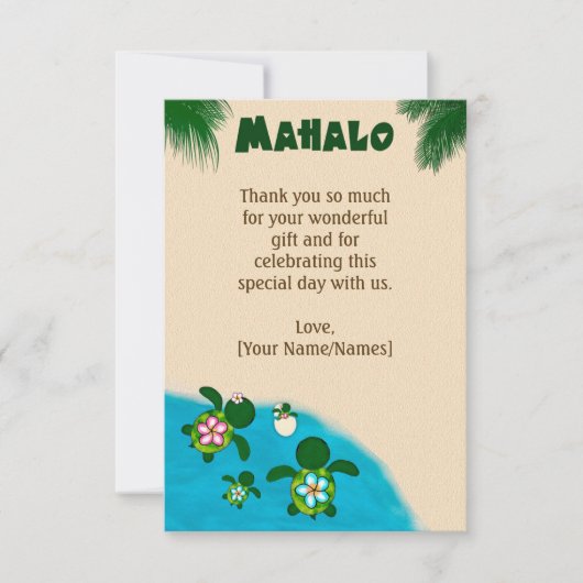 GIRL Zee TURTLE Familie Baby shower Dank u FLAT Bedankkaart (Voorkant)