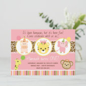 Girl Zoo Birthday Party Invitation Kaart (Staand voorkant)