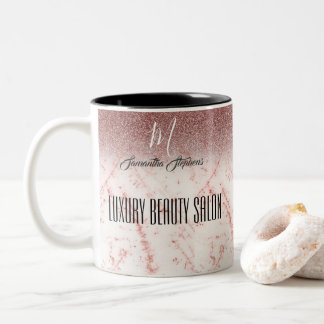 Girlachtige Roze Glitter Luxe Schoonheidssalon Tweekleurige Koffiemok