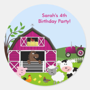 GirlBarnyard Boerderij Dieren Verjaardag Sticker