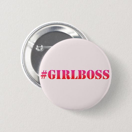 #GirlBoss - roze - Fun quote Button (Voorkant /achterkant)