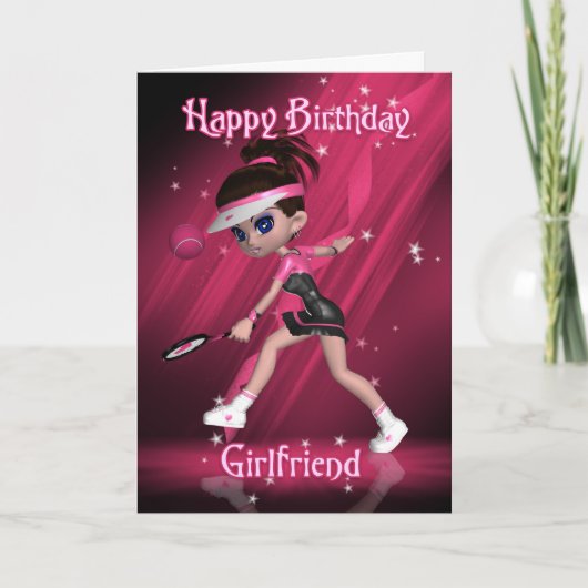 Girlfriend Birthday Card - Tennis Kaart (Voorkant)