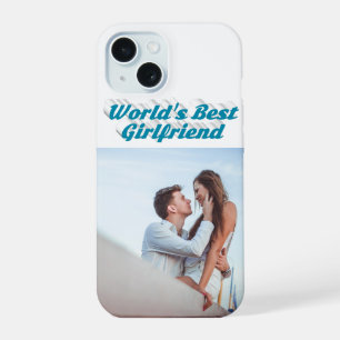 Girlfriend Foto hemelsblauwe typografie iPhone 15 Case