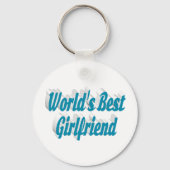 Girlfriend luchtblauwe typografie  sleutelhanger (Voorkant)