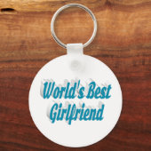 Girlfriend luchtblauwe typografie  sleutelhanger (Voorkant)