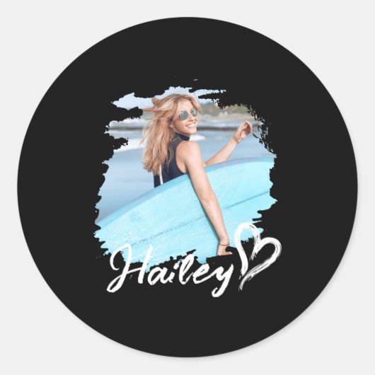 Girlfriend Nge Heart Simple Modern Cool Photo  Ronde Sticker (Voorkant)