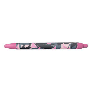 Girlie Black en Hot Pink Camo Zwarte Inkt Pen