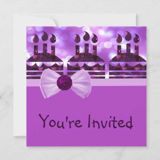 Girlie Bokeh Birthday Cake Gemstone Kaart (Voorkant)