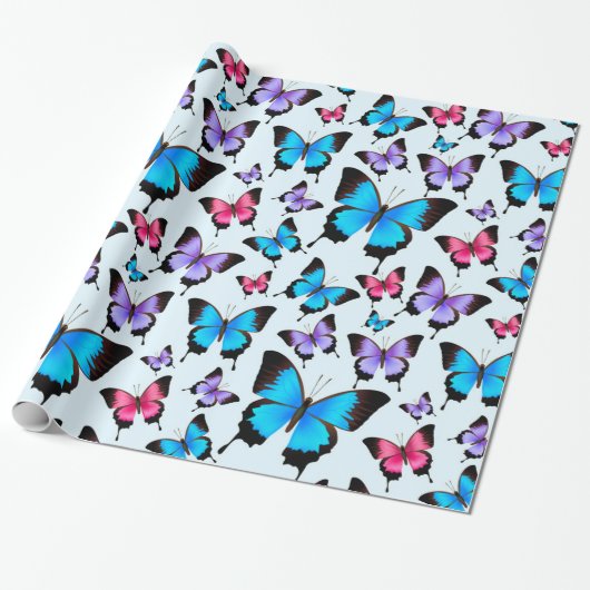 Girlie Butterfly Butterflies Elegant Fun Cadeaupapier (Uitgerold)