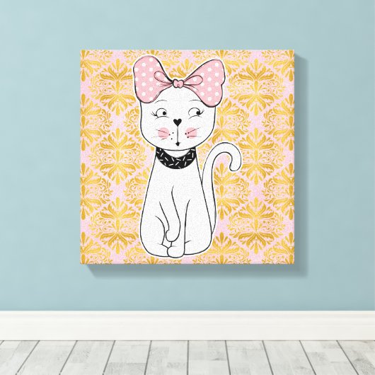 Girlie Cat Wrapped Canvas Print (Insitu (Houten vloer))