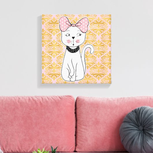Girlie Cat Wrapped Canvas Print (Insitu (Woonkamer))
