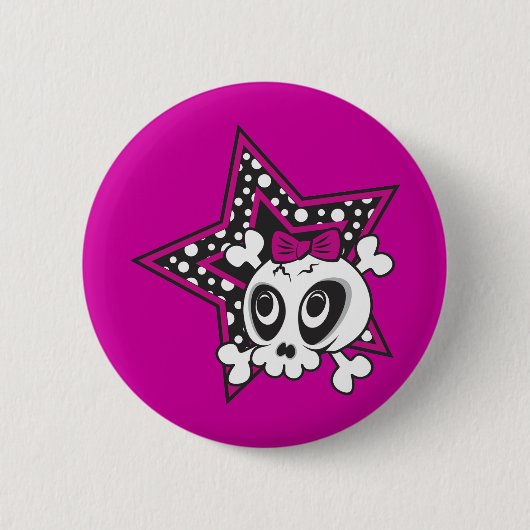 Girlie Emo Skull Ronde Button 5,7 Cm (Voorkant)