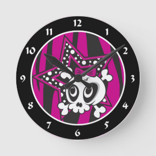 Girlie Emo Skull Ronde Klok
