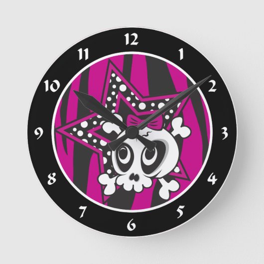Girlie Emo Skull Ronde Klok (Voorkant)