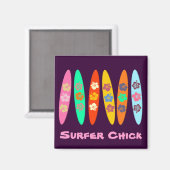 Girlie Flowered Surfboards Magneet (Voorkant / Achterkant)