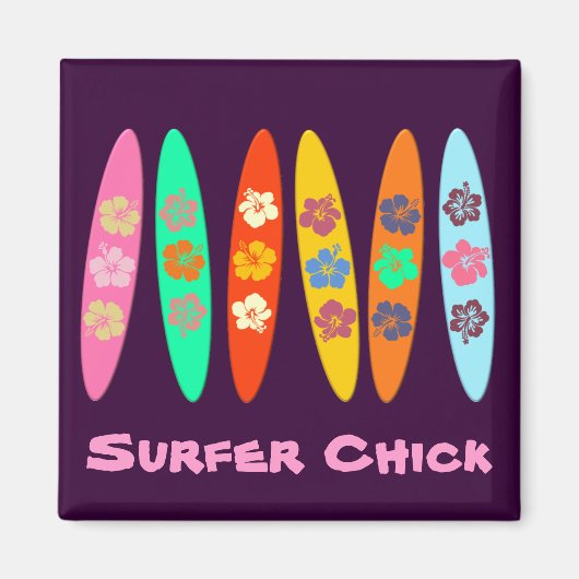 Girlie Flowered Surfboards Magneet (Voorkant)