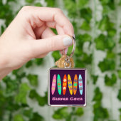 Girlie Flowered Surfboards Sleutelhanger (Hand)