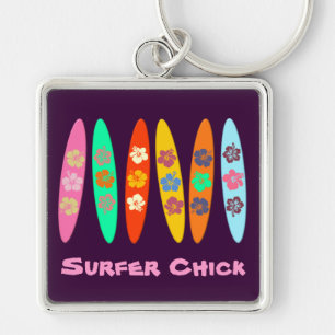 Girlie Flowered Surfboards Sleutelhanger