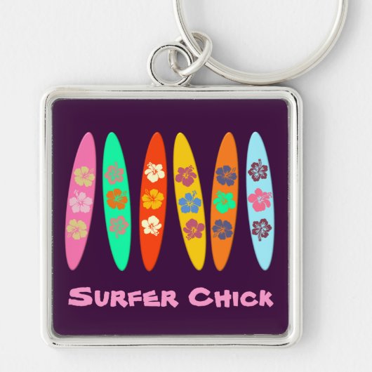 Girlie Flowered Surfboards Sleutelhanger (Voorkant)