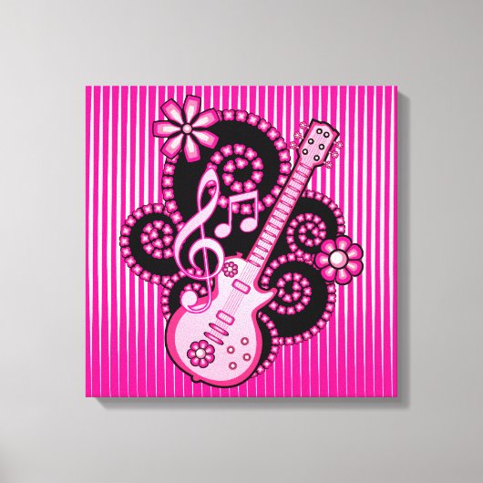 Girlie Guitar Canvas Afdruk (Voorkant)