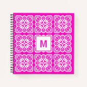  Girlie Hot Pink Lace Monogram Notitieboek (Voorkant)