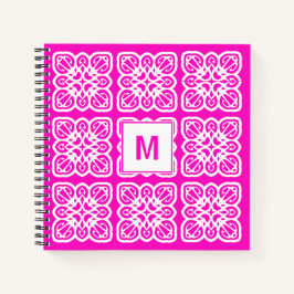  Girlie Hot Pink Lace Monogram Notitieboek