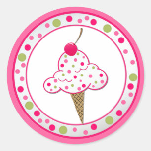 Girlie Ice Cream Cone Verjaardagsfeestje Sticker