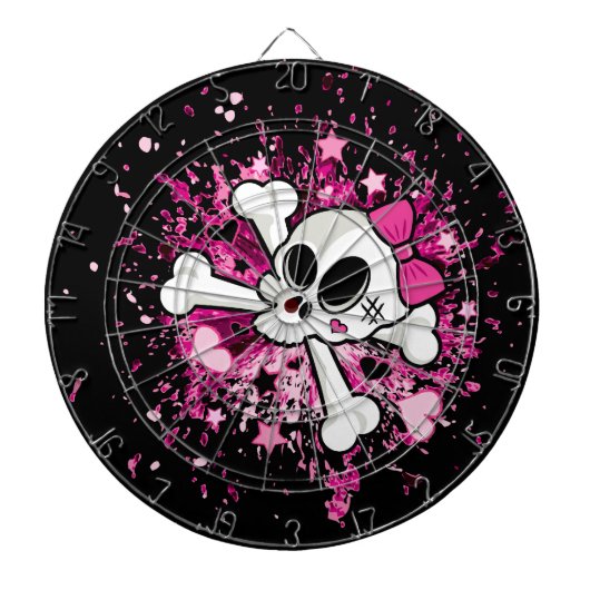 Girlie Skull en Crossbones Dartbord (Voorkant)
