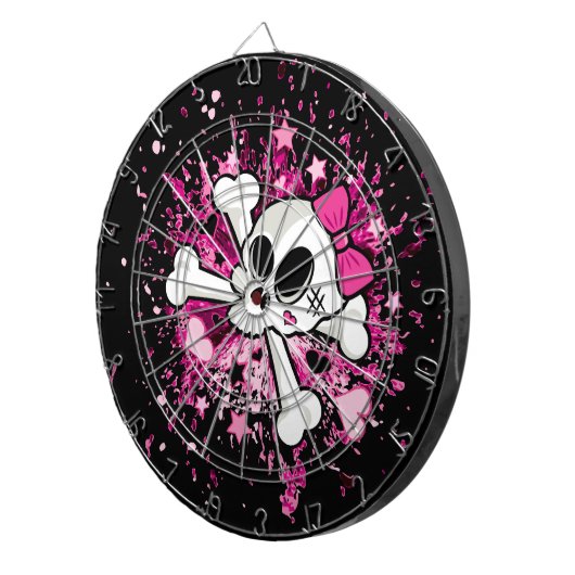Girlie Skull en Crossbones Dartbord (Voorkant Rechts)