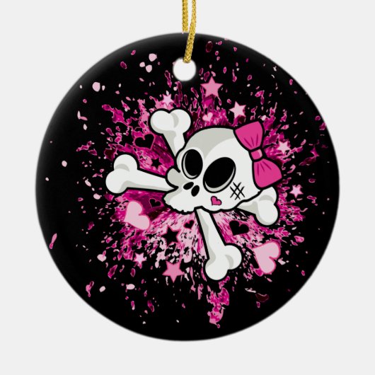 Girlie Skull Keramisch Ornament (Voorkant)
