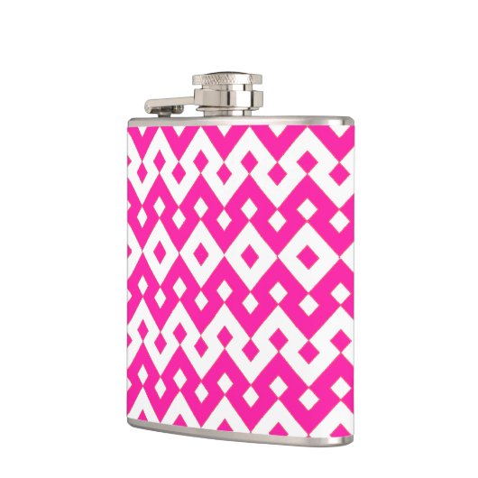 Girlie Snoep Pink en White Geometric Hip Flask Heupfles (Links)