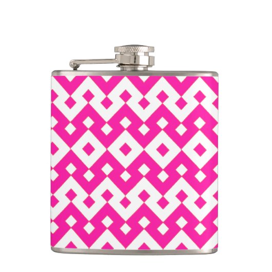 Girlie Snoep Pink en White Geometric Hip Flask Heupfles (Voorkant)