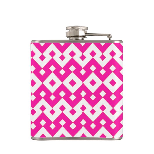 Girlie Snoep Pink en White Geometric Hip Flask Heupfles (Achterkant)