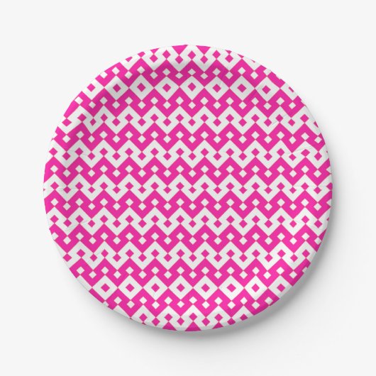 Girlie Snoep Roze en Wit Geometrisch Papier Bord (Voorkant)