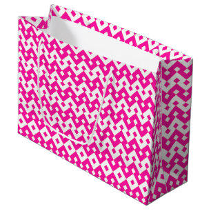 Girlie Snoep Roze en Wit Zigzags Grote Gift Bag Large Cadeautasje