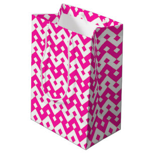 Girlie Snoep Roze, Witte Zigzags Medium Gift Bag Cadeauzakje