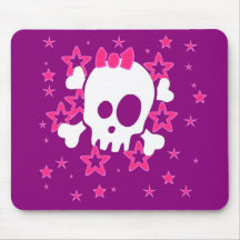 Girlie White Skull Cartoon Grape Color Mousepad