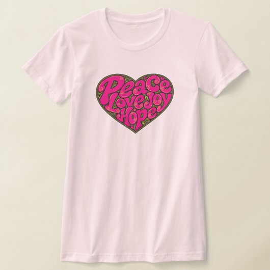 GirlieWear Peace Love Joy Hope Heart T-shirt (Laagn)