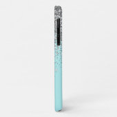 Girlige Aqua Blauwe Zilveren Glitter Monogram Case-Mate iPhone Case (Achterkant/links)